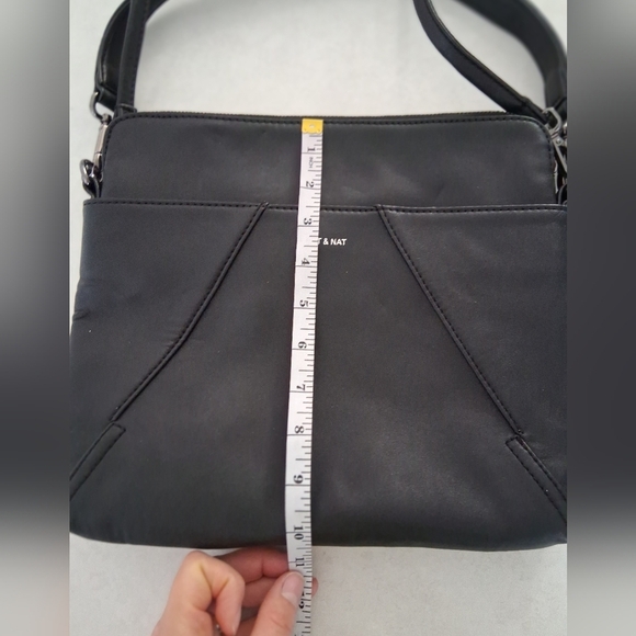 Matt & Nat/ WHILEM Black Vegan Leather Hobo Bag/ 2 Straps - Picture 10 of 16